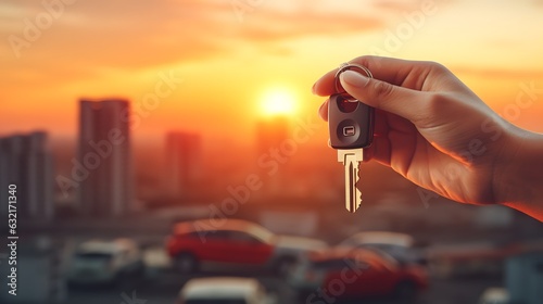 Female hand holding a car key. © Tremens Productions