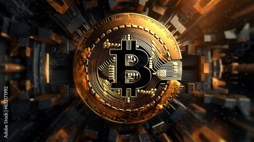 Bitcoin wallpaper background.Generative AI © minatidesign
