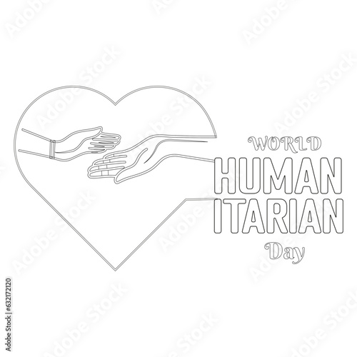 Line World Humanitarian Day Art is observed each year on August 19th worldwide. Vector illustration Design hand-drawn heart