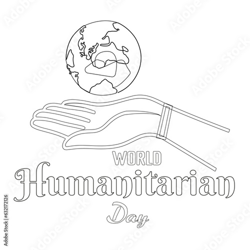 World Humanitarian Day Line Art is observed each year on August 19th worldwide. Vector illustration Design