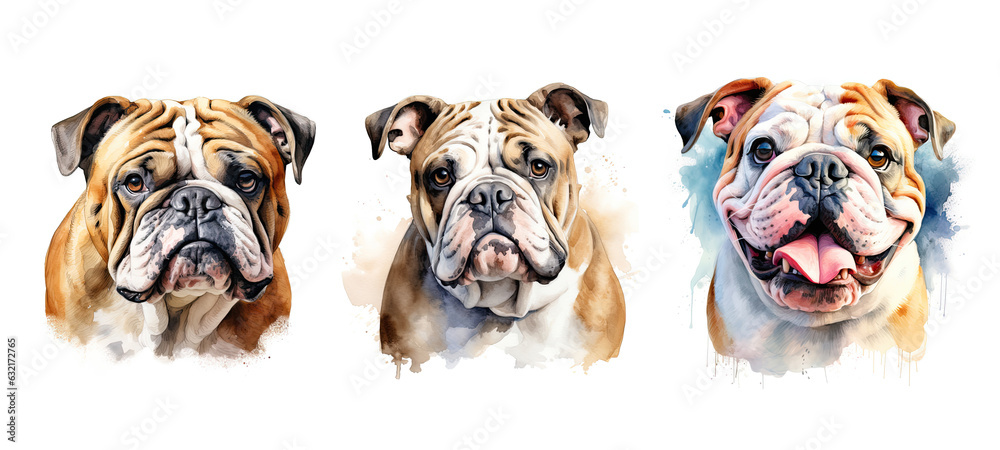 breed bulldog watercolor