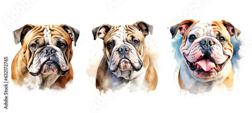 breed bulldog watercolor © sevector