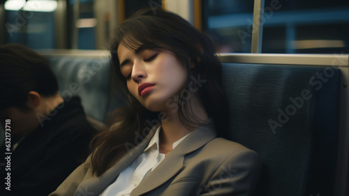 Wallpaper Mural 電車の中で眠る女性 Torontodigital.ca