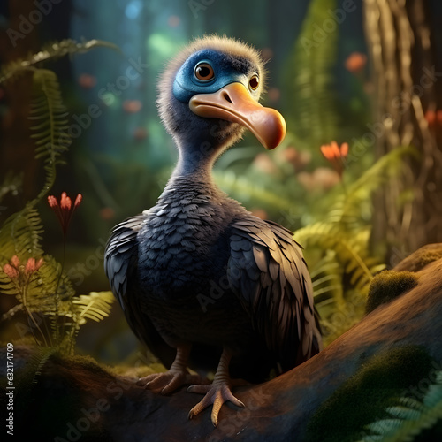 Dodo bird in fairytale forest, ultra realistic