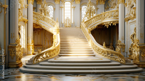 golden royal stairs in palace photo