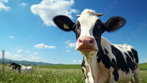 A cow in a meadow  generative ai