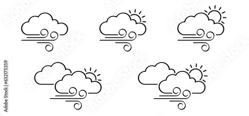 Cartoon puff of wind blow line symbol. Cloud, blowing wind, weather, environment. Gust pictogram. Smoky stream. Wind trails. Dust spray, smoky stream and wind blowing trails. Windy weather, forecast.