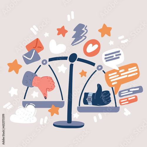 Vector illustration of Feedback Stamp Buttons with Thumbs Up Down on the scales