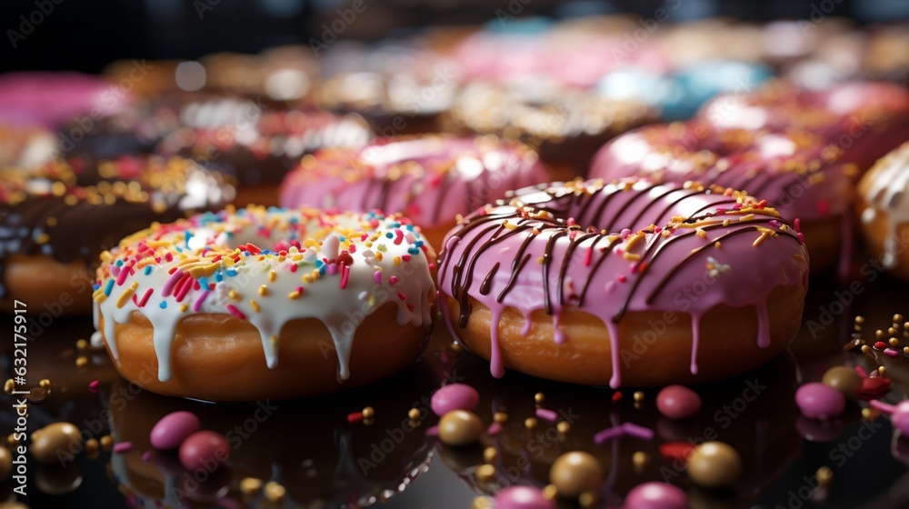 a selection of doughnuts are seen here in this image.