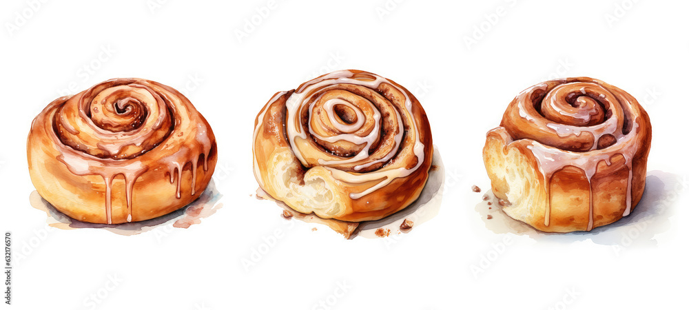 pastry cinnamon roll watercolor pastry cinnamon roll watercolor