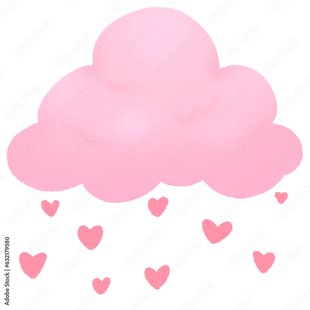 pink heart with clouds