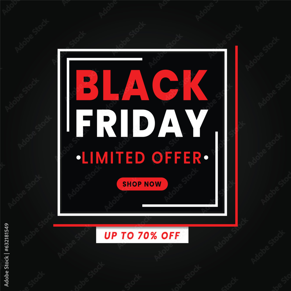 Fototapeta premium Black friday sale banner, Black friday sale background, Black friday sale template, Black Friday Sale Social Media Post, Black Friday Offer Promotion Label, Sale banner, Modern Design template