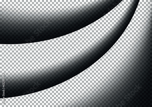 Elliptical Shaded Effect Simulating Layering - Dark Shadows on Checkered Pattern Background, Vector Illustration