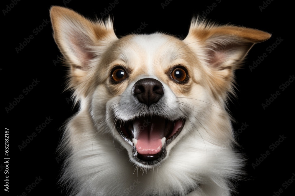 cute dog on black background, AI Generated