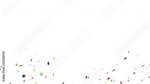 Confetti Red, Blue & Green RGB Celebration Falling On White, Green and Alpha Matte BG