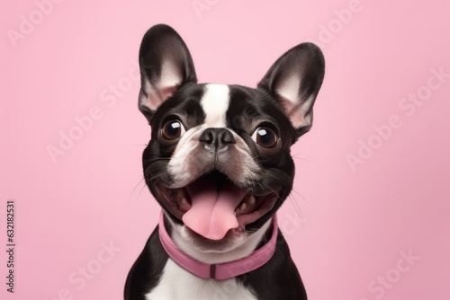 cute dog on pink background, AI Generated © dark_blade