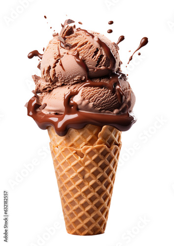 Divine Delicacy: A Symphony of Flavor, a Ballet of Creamy Indulgence, Sweet and Silken Ice Cream in a Cone. Generative Ai