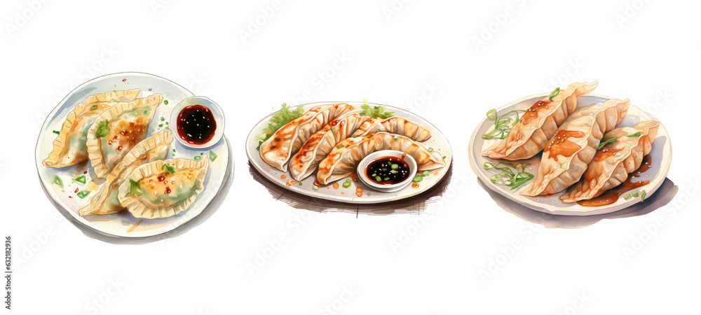 japanese gyoza watercolor japanese gyoza watercolor