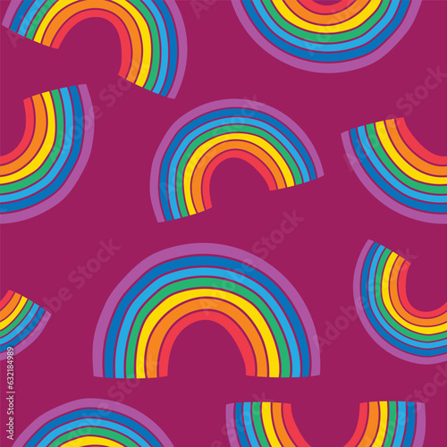 Pattern of Rainbow on isolated dark pink color