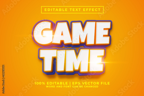 Game Time 3d Editable Text Effect Cartoon Style Premium Vector
