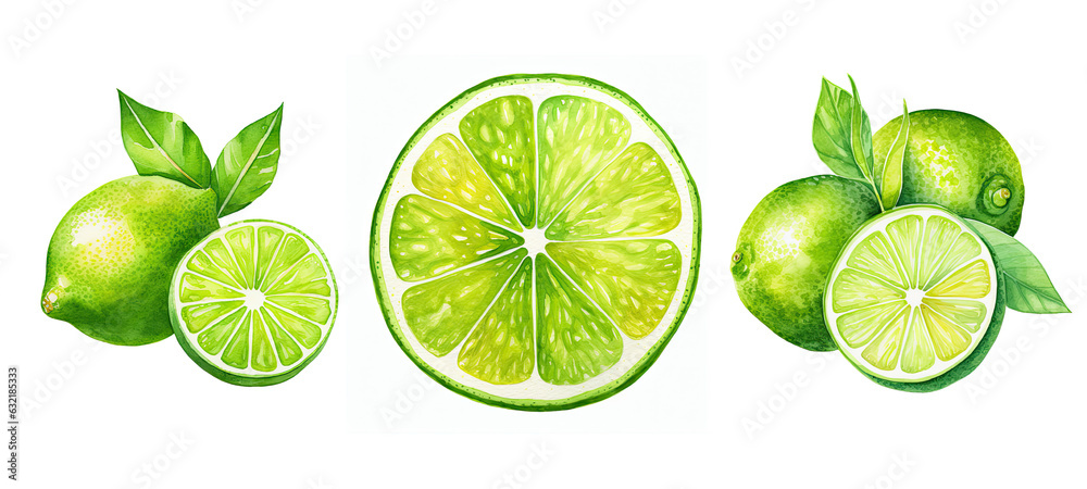 fruit lime watercolor