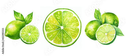 fruit lime watercolor