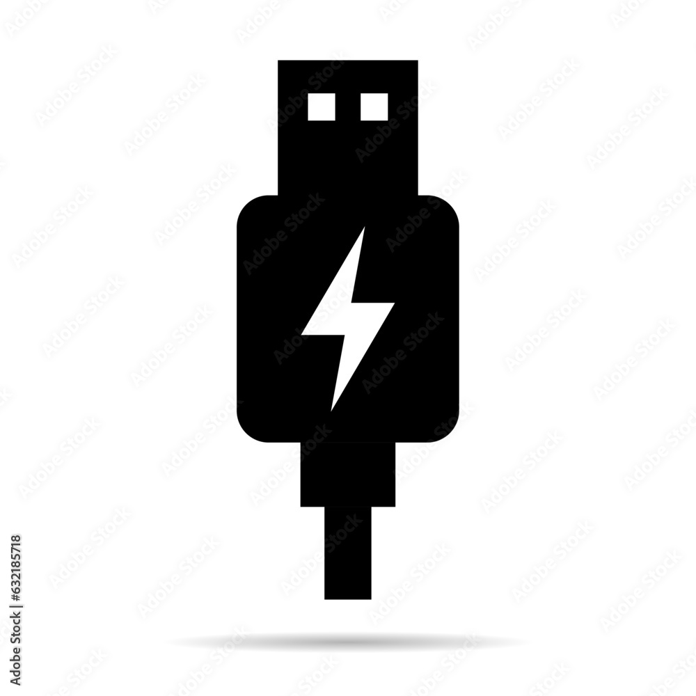 USB plug cable icon technology with shadow, connect device sign, electronic portable symbol ,vector illustration media USB plug cable icon technology with shadow, connect device sign, electronic portable symbol ,vector illustration media