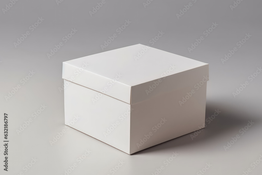 Cardboard White Box, On White Background. Generative AI Cardboard White Box, On White Background. Generative AI