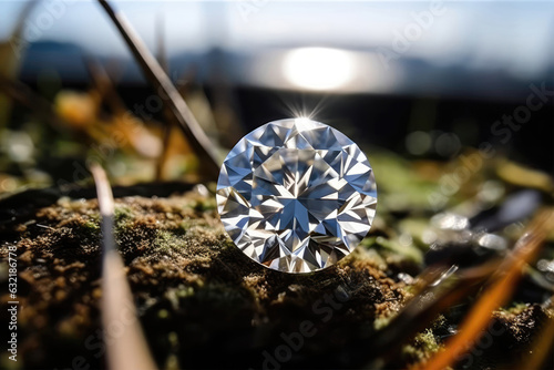 Brilliant Roundcut Diamond, Sparklipng In The Sunlight. Generative AI photo