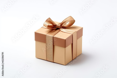 Brown Gift Box On White Background. Generative AI