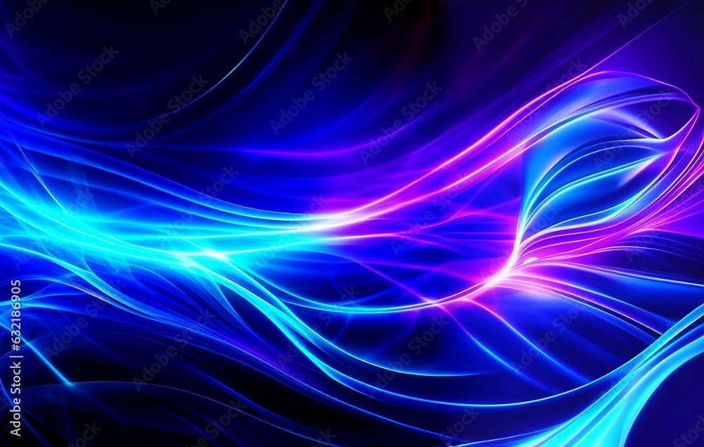 Naklejka premium Purple & blue Energy Flows in a dark Background. Generated by AI.
