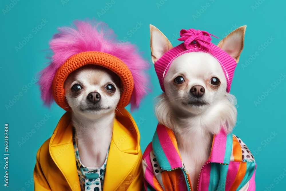 surprised  dogs banner on blue background kidcore style