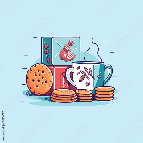 assorted tea and cookies gift box clip art illustration