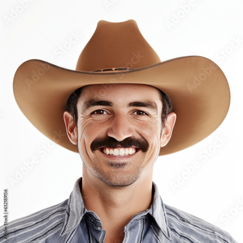 Canvas Print close-up of smiling man with beard in a cowboy hat