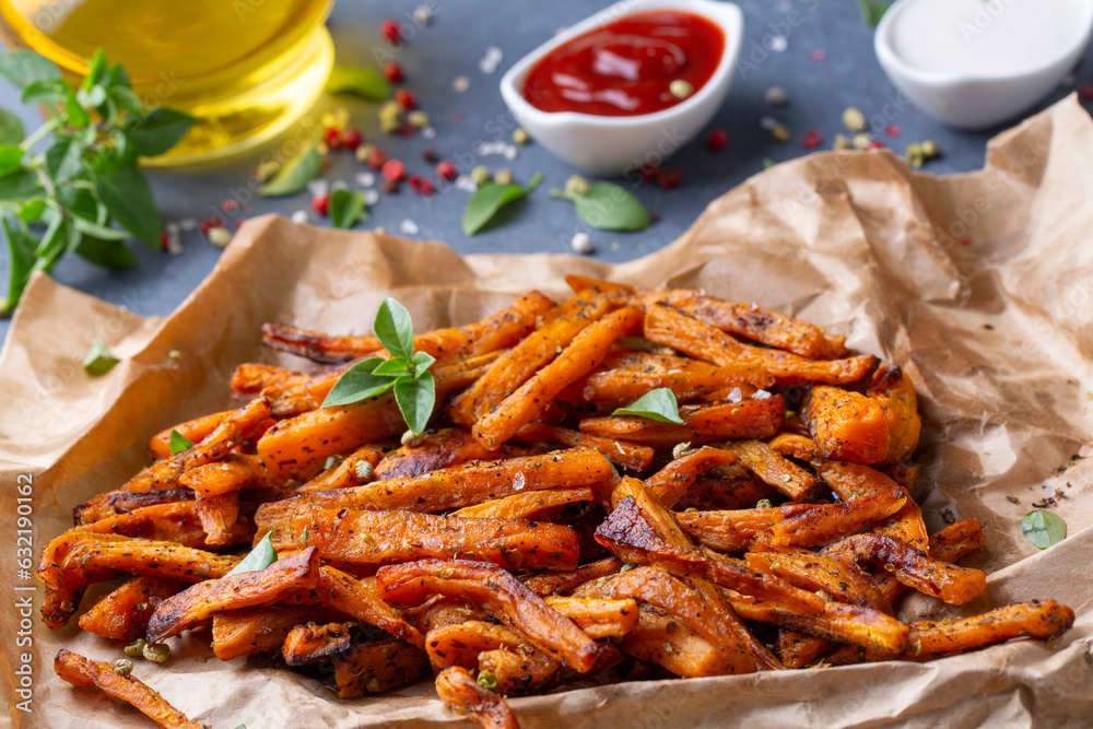 Sweet potato fries homemade roasted in the oven Sweet potato fries homemade roasted in the oven