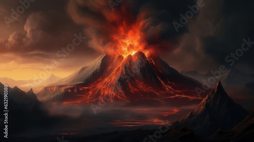 Mount Doom volcano in Mordor, Generative AI © James