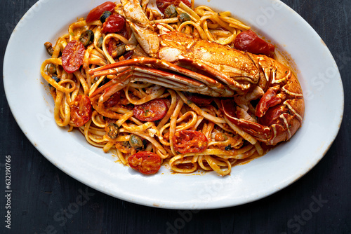 italian lobster linguine pasta in tomato sauce