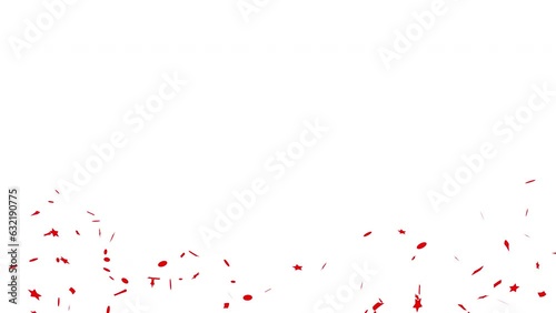Red confetti party popper explosions on White and Green backgrounds, Alpha Channel 4K greeting animation