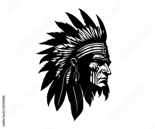 Timeless Monochrome Native American Chieftain Logo Vector