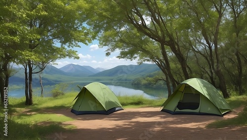 Camping in the middle of nature. A beautiful landscape for camping.