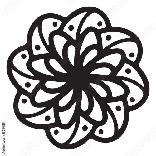 Floral doodle ornament One single flower page element tattoo