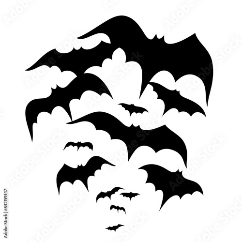 Fledermäuse, Fledermaus Schwarm für Halloween. Vektor Silhouette.