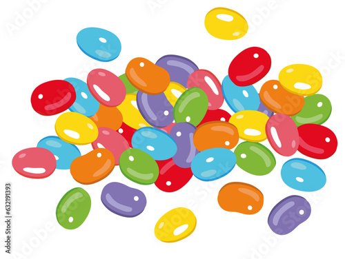 Jelly beans Bonbons Süßigkeiten Vektor Set. Süßes oder Saures. Geleebonbons für Halloween und Ostern.