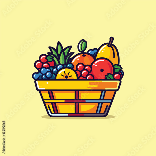 fresh fruit hamper clip art illustration