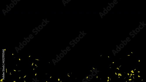3D animation of exploding confetti Golden Explosion Black, Green and Alpha Matte