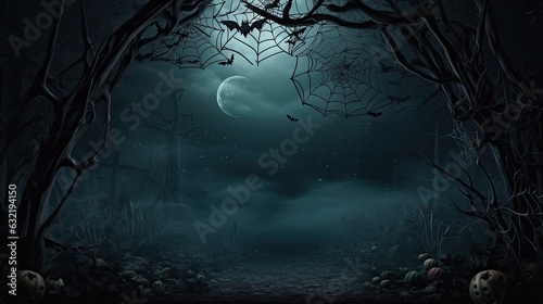 halloween decoration background template illustration. banner  copy space  spooky background.