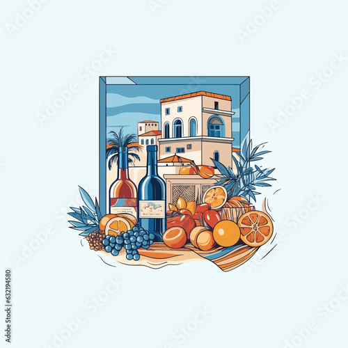 mediterranean delights gift box clip art illustration