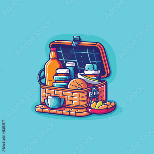 picnic hamper clip art illustration