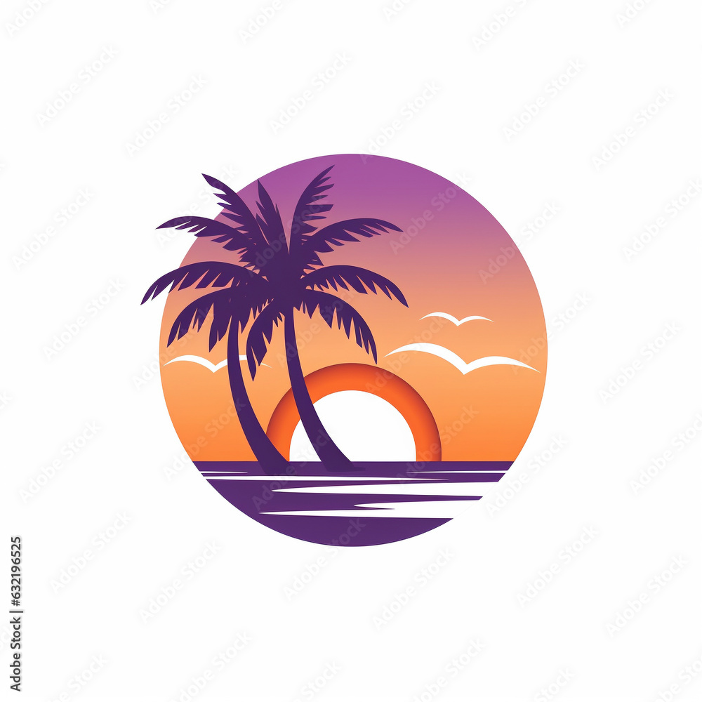 purple tropical palm tree illustration logo vector style 