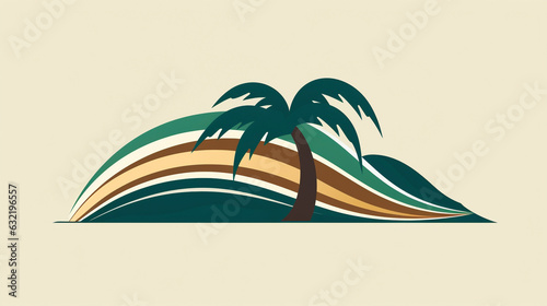 green tropical palm tree illustration logo vector style 